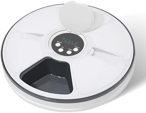 Black six meal automatic food dispenser