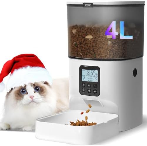 Four liter white automatic food dispenser