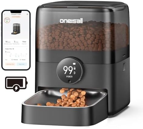 Black cordless wifi feeder with battery backup