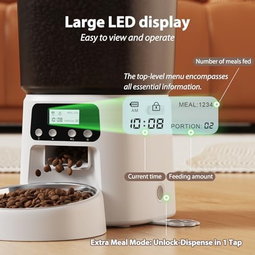 White timed feeder with stainless bowl — photo 4
