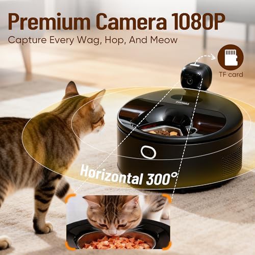 Black wet food feeder with integrated camera — photo 4