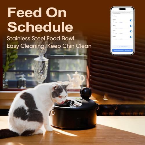 Black wet food feeder with integrated camera — photo 5
