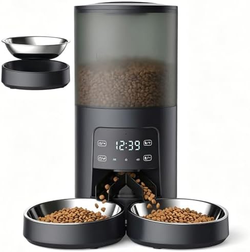 Black six liter feeder for two cats