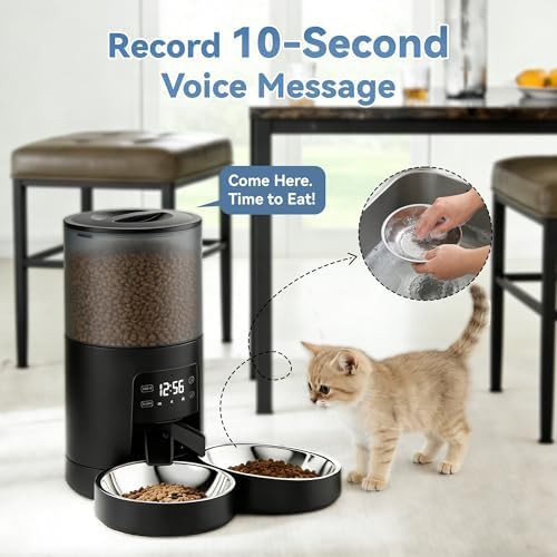 Black six liter feeder for two cats — photo 5