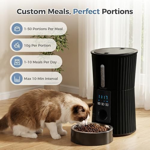 Black four liter dry food feeder with app — photo 3