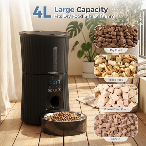 Black four liter dry food feeder with app — photo 5