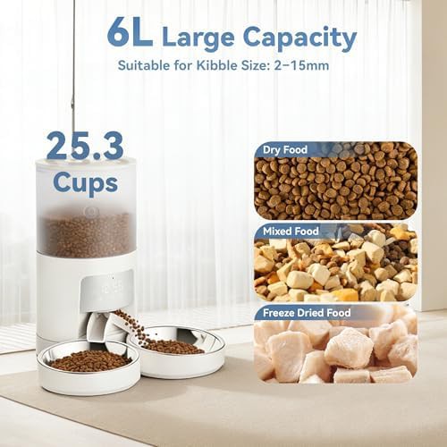 White 6L automatic feeder for two cats — photo 3