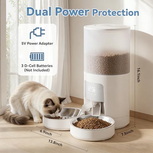 White 6L automatic feeder for two cats — photo 5