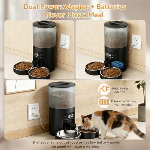 Black six liter feeder for two pets — photo 5